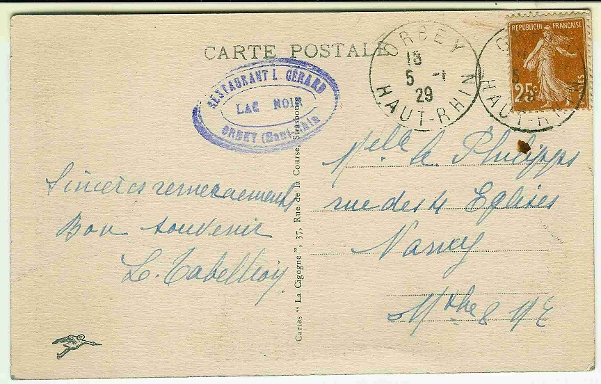 Carte tabellion 1929 l