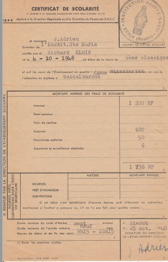 Certificat de scolarite